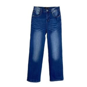 Blue Age Distressed Fade High Rise Straight Leg Jeans JP-1125H